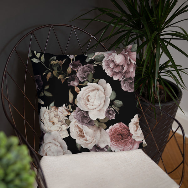 Black Floral Dry Fire Pillow, Dot Drill Style Target