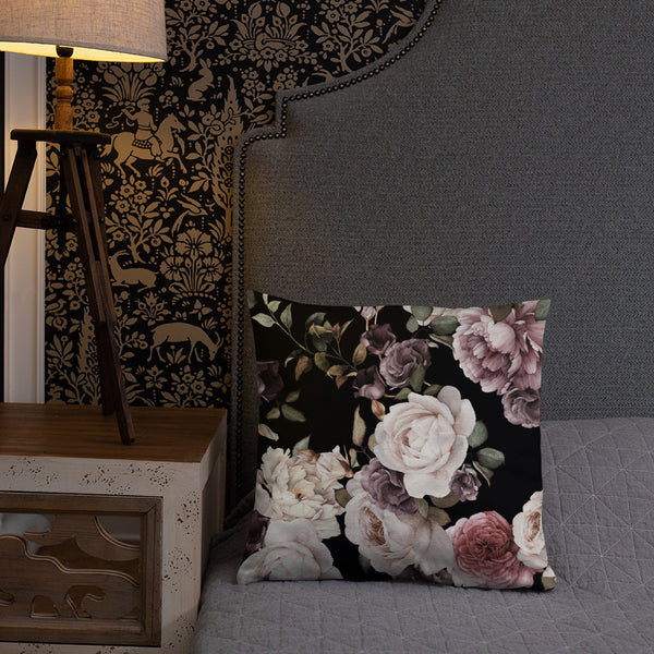 Black Floral Dry Fire Pillow, Dot Drill Style Target