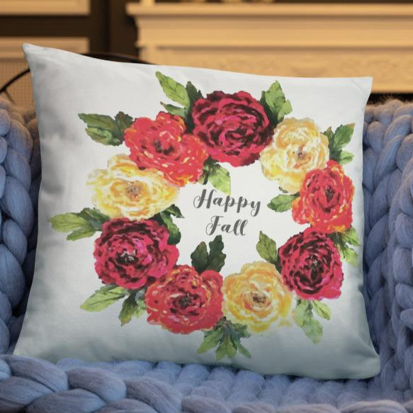 Happy Fall Wreath Dry Fire Pillow