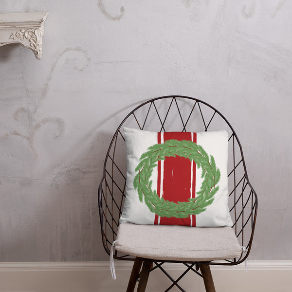 Farmhouse Wreath Dry Fire Pillow