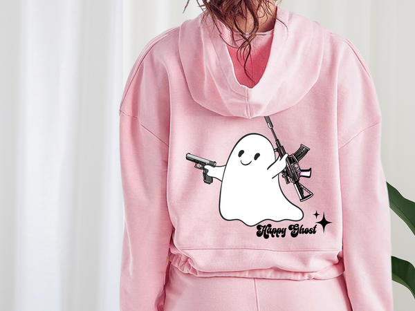 Happy Ghost Cropped Hoodie