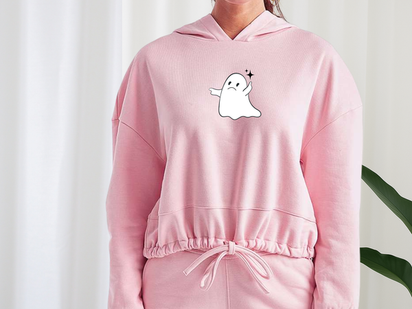 Happy Ghost Cropped Hoodie