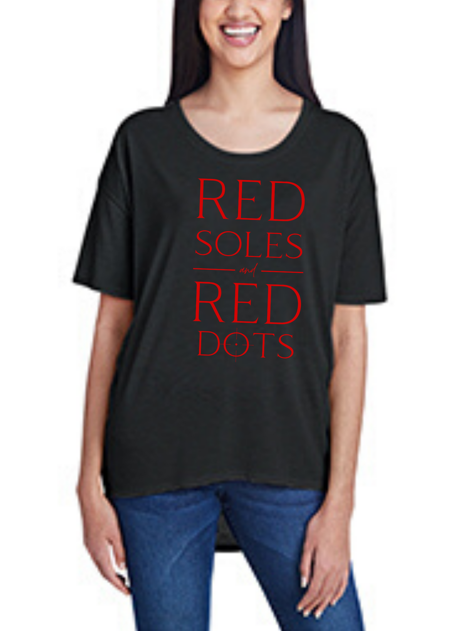 Red Soles and Red Dots, Women's Hi-Lo Freedom Shirt