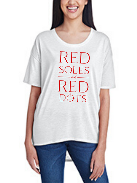 Red Soles and Red Dots, Women's Hi-Lo Freedom Shirt