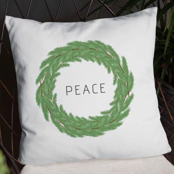 Peace Boxwood Wreath Dry Fire Pillow Case
