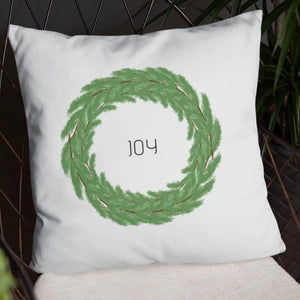 Joy Boxwood Wreath Dry Fire Pillow Case