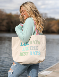 Tote Bag (Cream) - Lake Days are the Best Days