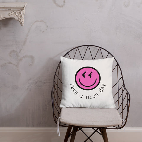 Pink Smiley Dry Fire Pillow