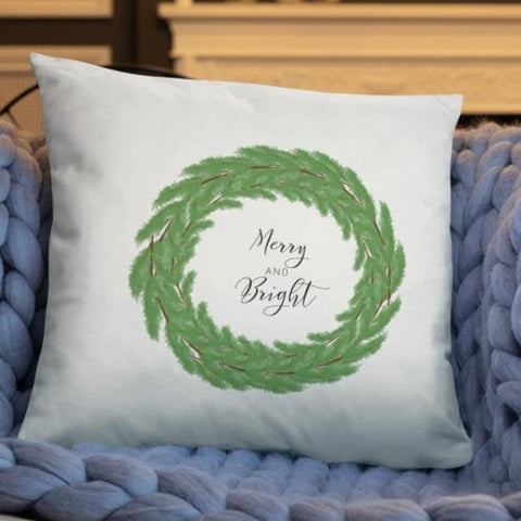Merry and Bright Boxwood Wreath Dry Fire Pillow Case