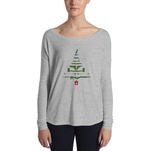 Tactical Christmas Tree, Ladies' Long Sleeve Flowy Tee